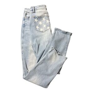 Judy Blue Boyfriend Fit Jeans Women's 11/30 Blue Light Wash American Flag Pocket